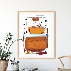 Arte de pared imprimible moderno naranja quemado para la decoración de la pared del hogar, pintura de cartel abstracto descargable, arte imprimible de descarga instantánea