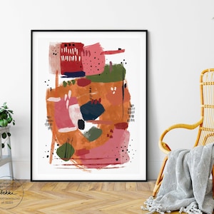 Arte imprimible moderno naranja quemado para decoración de arte de pared de hogar moderno, descarga instantánea arte de pared naranja quemado, arte abstracto descargable