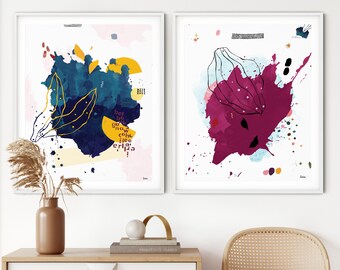 Set of 2 Abstract Printable Art For Modern Living Room Wall Art Decor, Modern Abstract Printable Set of 2, Modern Instant Download Art