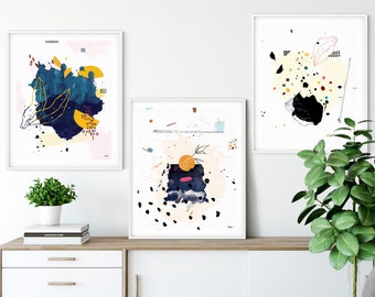 Colorful Printable Abstract Art Set of 3,  Modern Abstract Printable Art Set, Abstract Wall Art Set Of 3, Downloadable Art Prints For Home