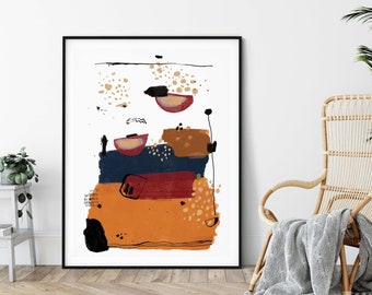 Burnt Orange Modern Printable Wall Art For Home Wall Decor, Downloadable Abstract Poster Painting, Instant Download Printable Art