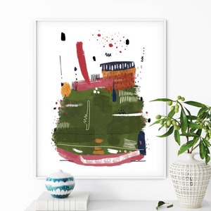 Modern Green Printable Wall Art, Large Green Abstract Printable Art, Modern Abstract Art Print, Instant Download Modern Wall Art
