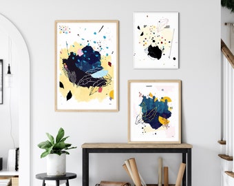 Printable Watercolor Art Set of 3,  Modern Abstract Printable Art Set, Abstract Wall Art Set Of 3, Downloadable Art Prints