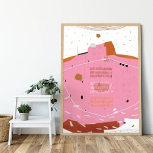 Pink Modern Abstract Printable Wall Art For Modern Living Room Wall Art Decor, Modern Abstract Pink Digital Downloadable Print Art