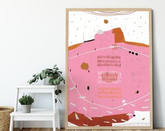 Art mural imprimable abstrait moderne rose pour décor d'art mural de salon moderne, art d'impression téléchargeable numérique rose abstrait moderne