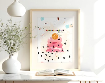 Art imprimable abstrait rose moderne, peinture rose en téléchargement numérique