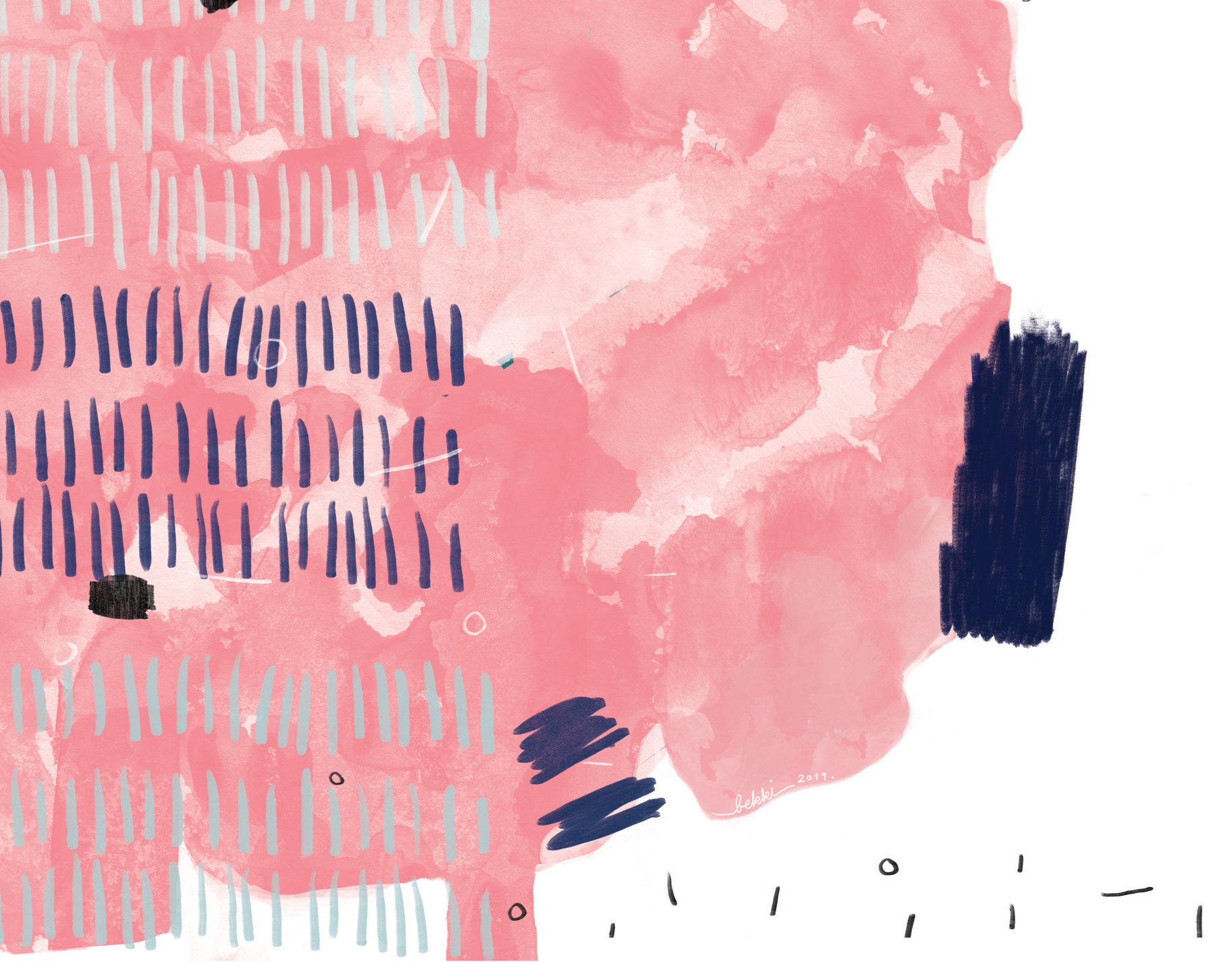 Navy Blue and Pink Printable Wall Artblush Pink and Navy Blue Etsy