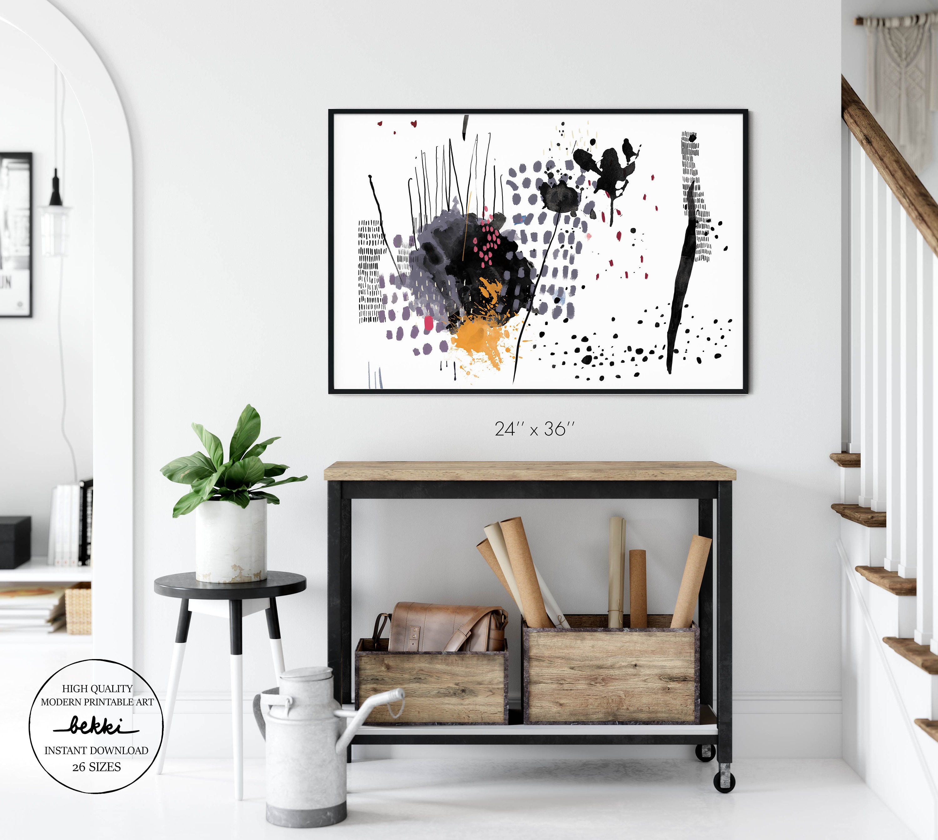 Modern Printable Black and White Wall Art, Contemporary Art Download ...