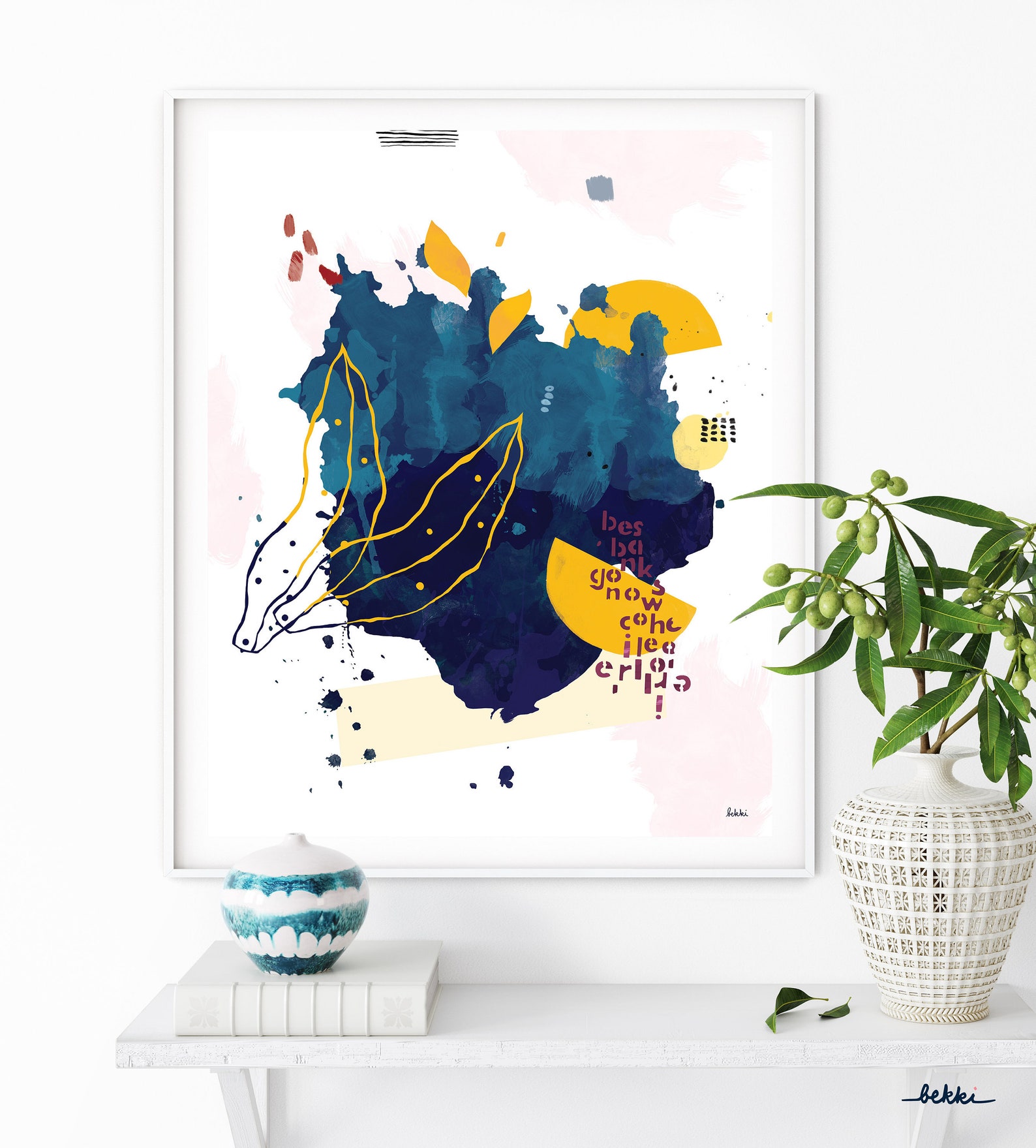 Instant Download Modern Abstract Art, Blue and Yellow Abstract