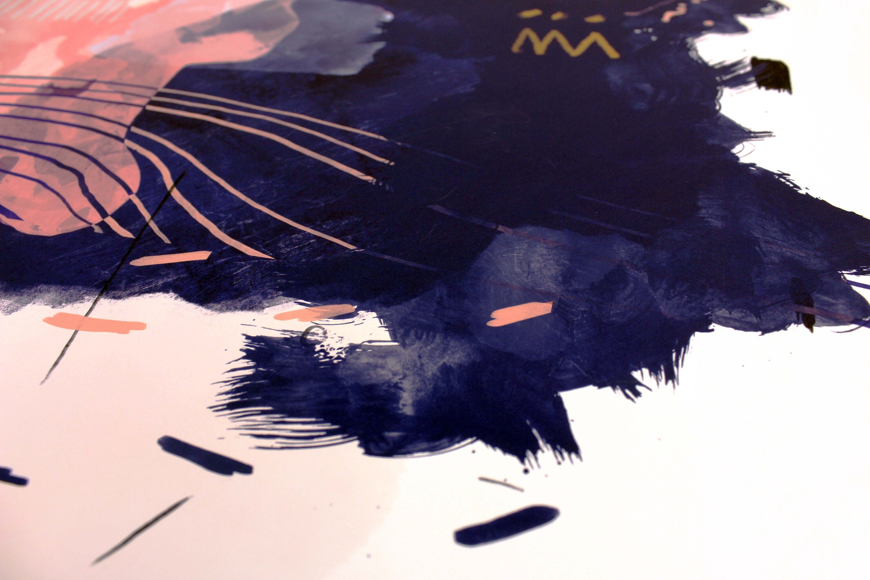 Pink and Navy Blue Abstract Wall Art Print, Modern Abstract Art Print ...