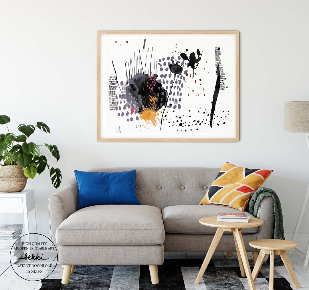 Modern Printable Black and White Wall Art, Contemporary Art Download ...