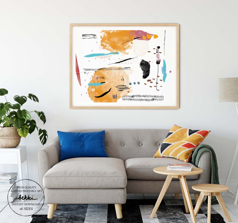 Modern Colorful Printable Wall Art, Large Abstract Printable Art ...