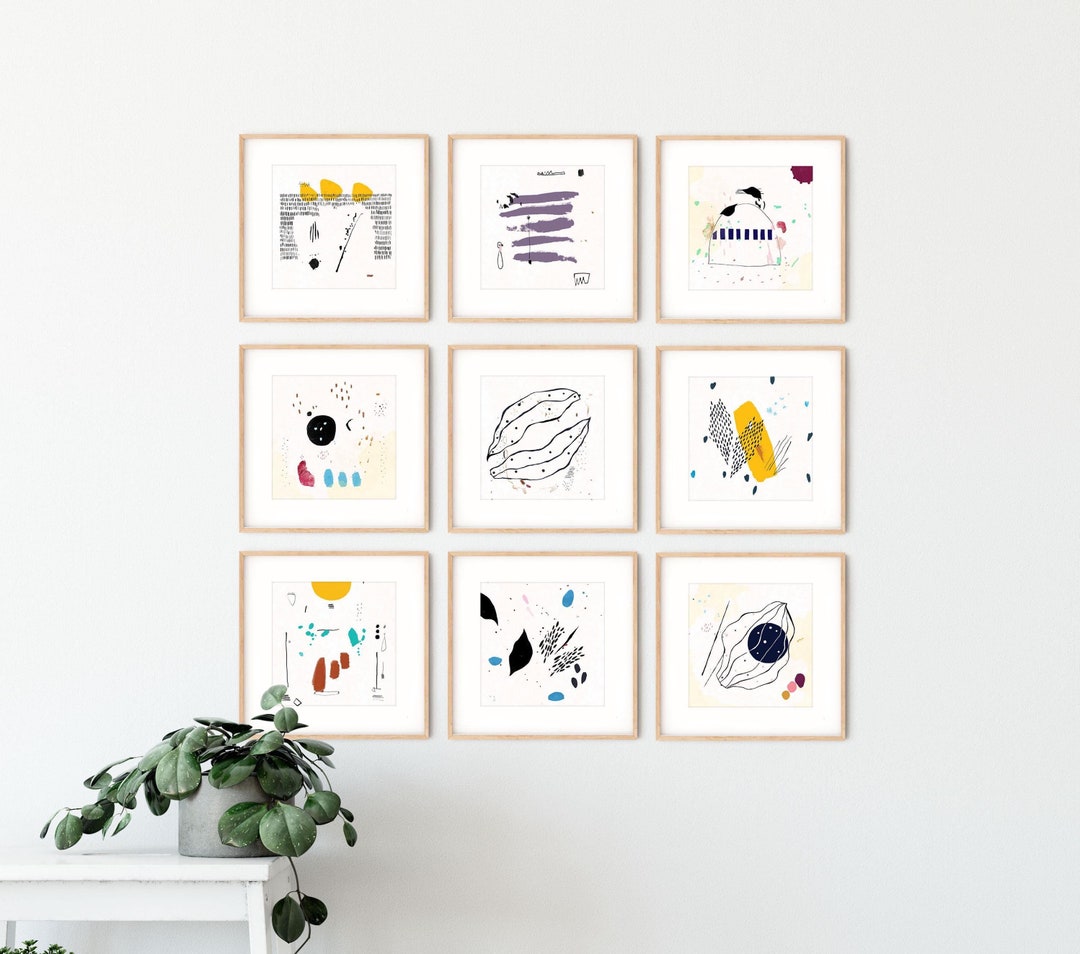 Digital Set of 9 Printable Art, 8"x8" Set of 9 Printable Square ...