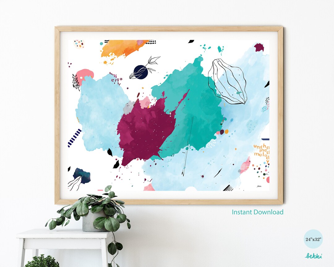 Modern Colorful Printable Wall Art, Colorful Abstract Printable Art ...