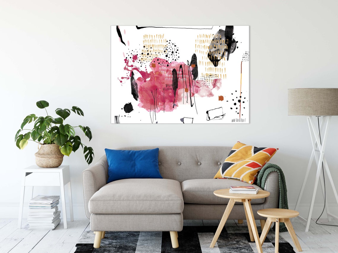 Modern Pink Printable Wall Art Contemporary Art Download - Etsy