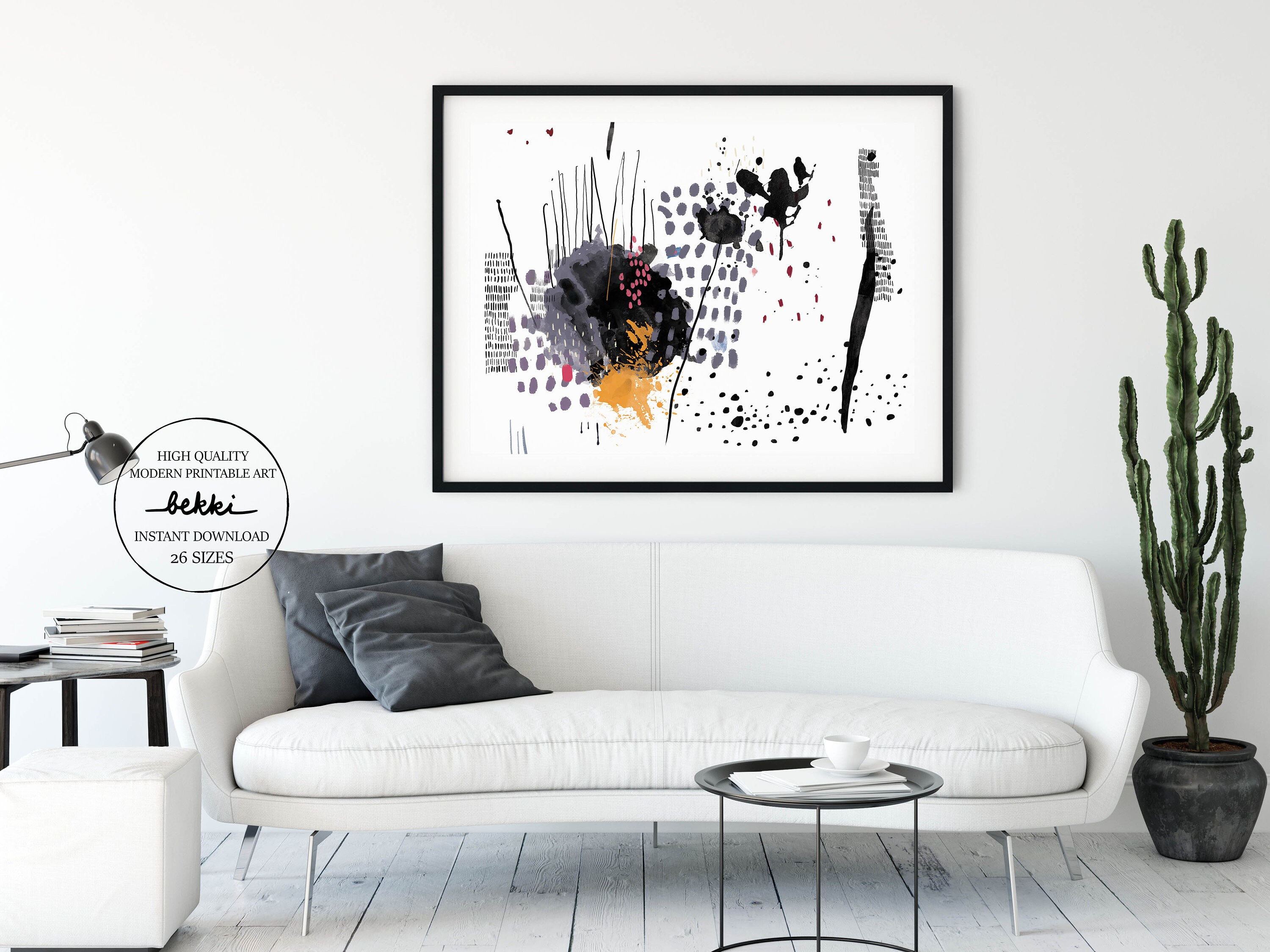 Modern Printable Black and White Wall Art, Contemporary Art Download ...