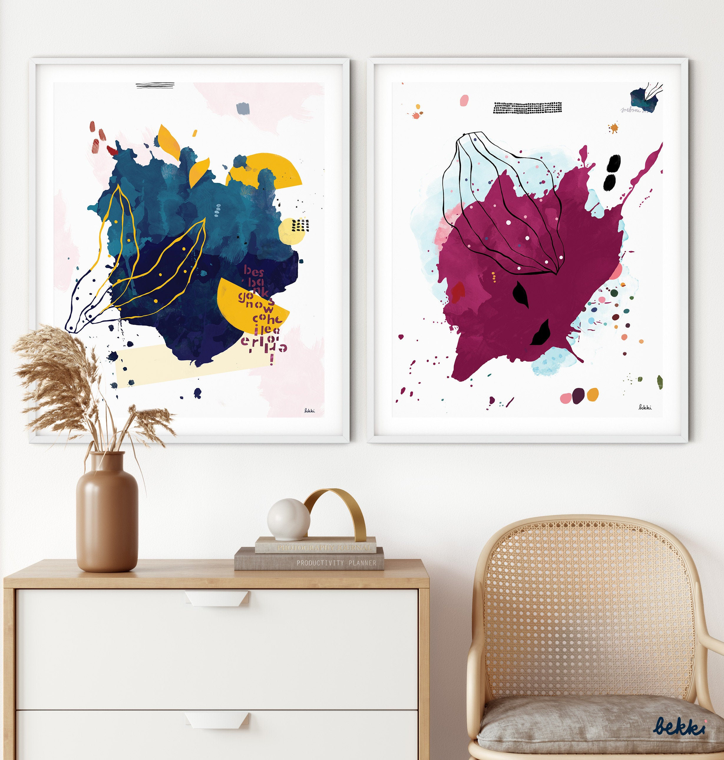 Set of 2 Abstract Printable Art for Modern Living Room Wall Art Decor ...