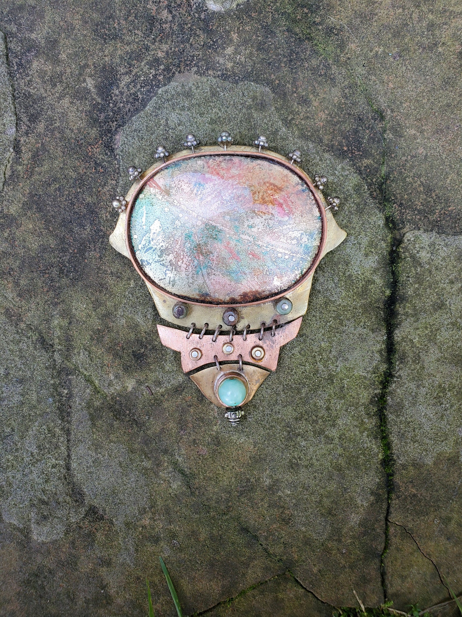 Acid Etched Enamel Pendant Silver Necklace Enamel Pin Gift Etsy