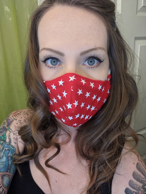 Red white and blue face mask Etsy
