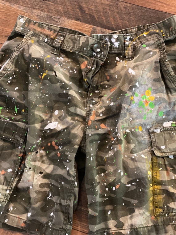 【honkyo】Painted Micro Shorts- Camo Stealth Camo High Split Shorts | Zenko High Slit Shorts
