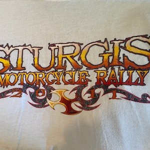 Vintage Sturgis Rally tee. White Sturgis tee.  Long-sleeve tee. HD022