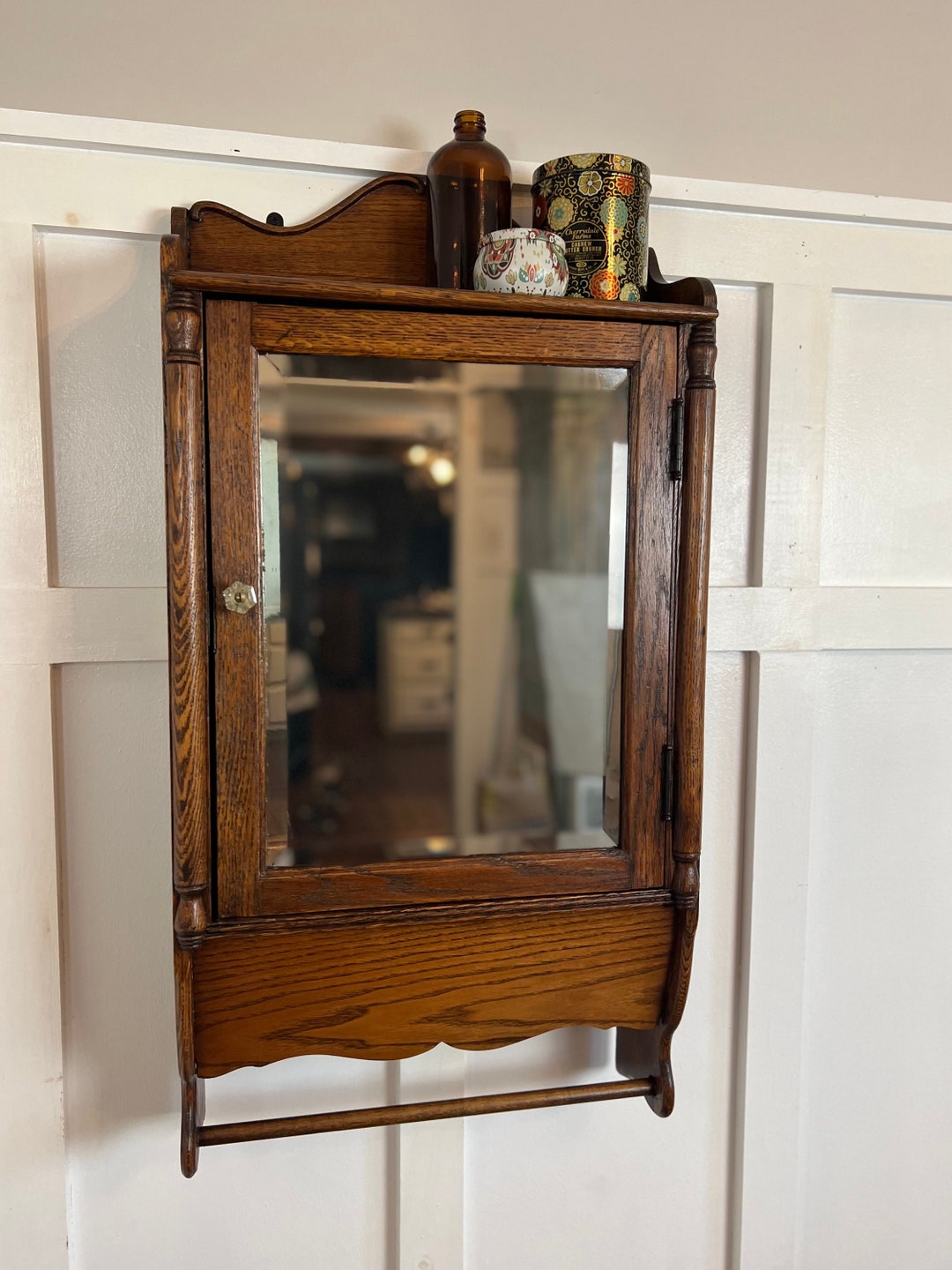 Antique Oak Medicine Etsy