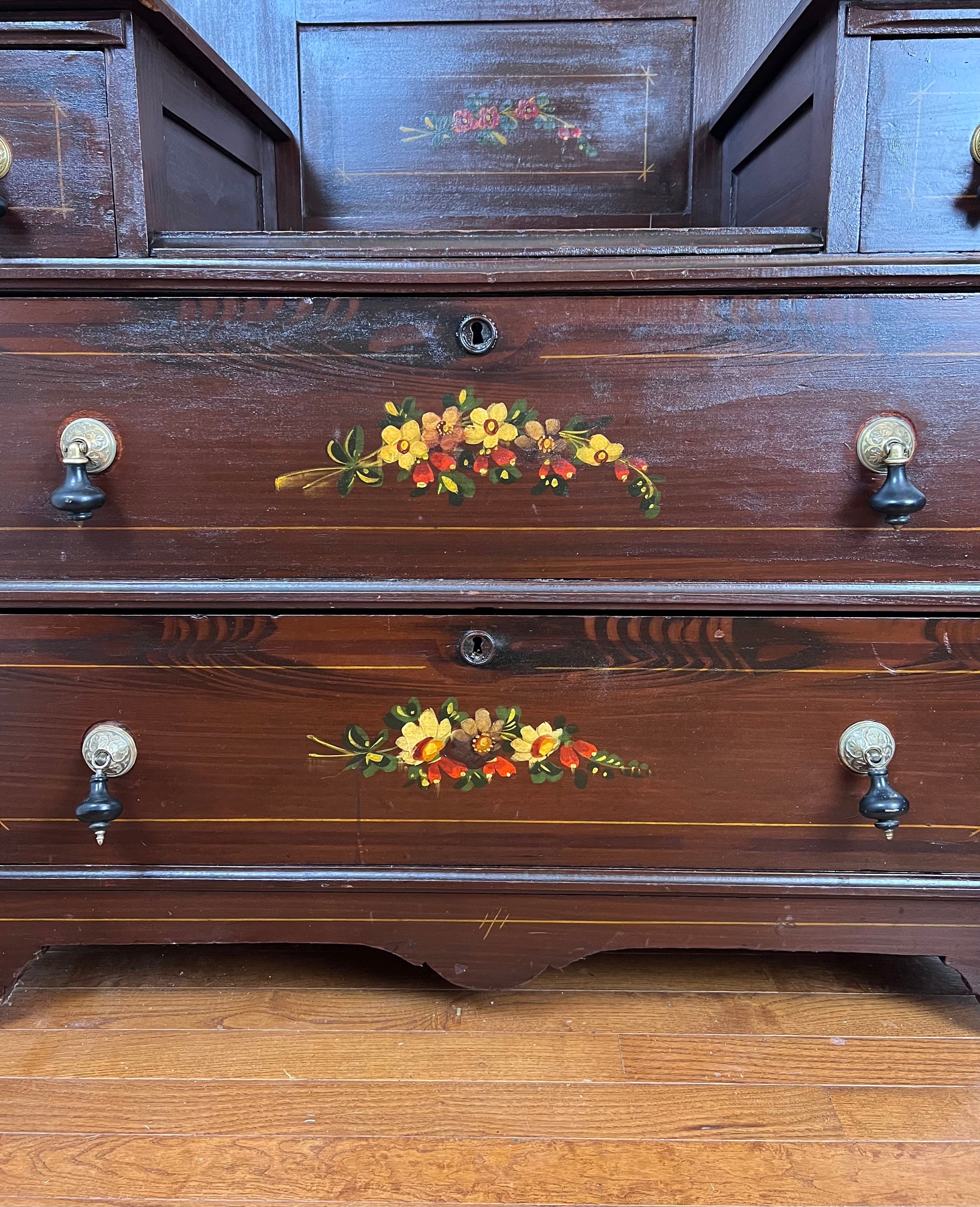 Antique Victorian Eastlake Cottage Painted Floral Dresser Vanity ...