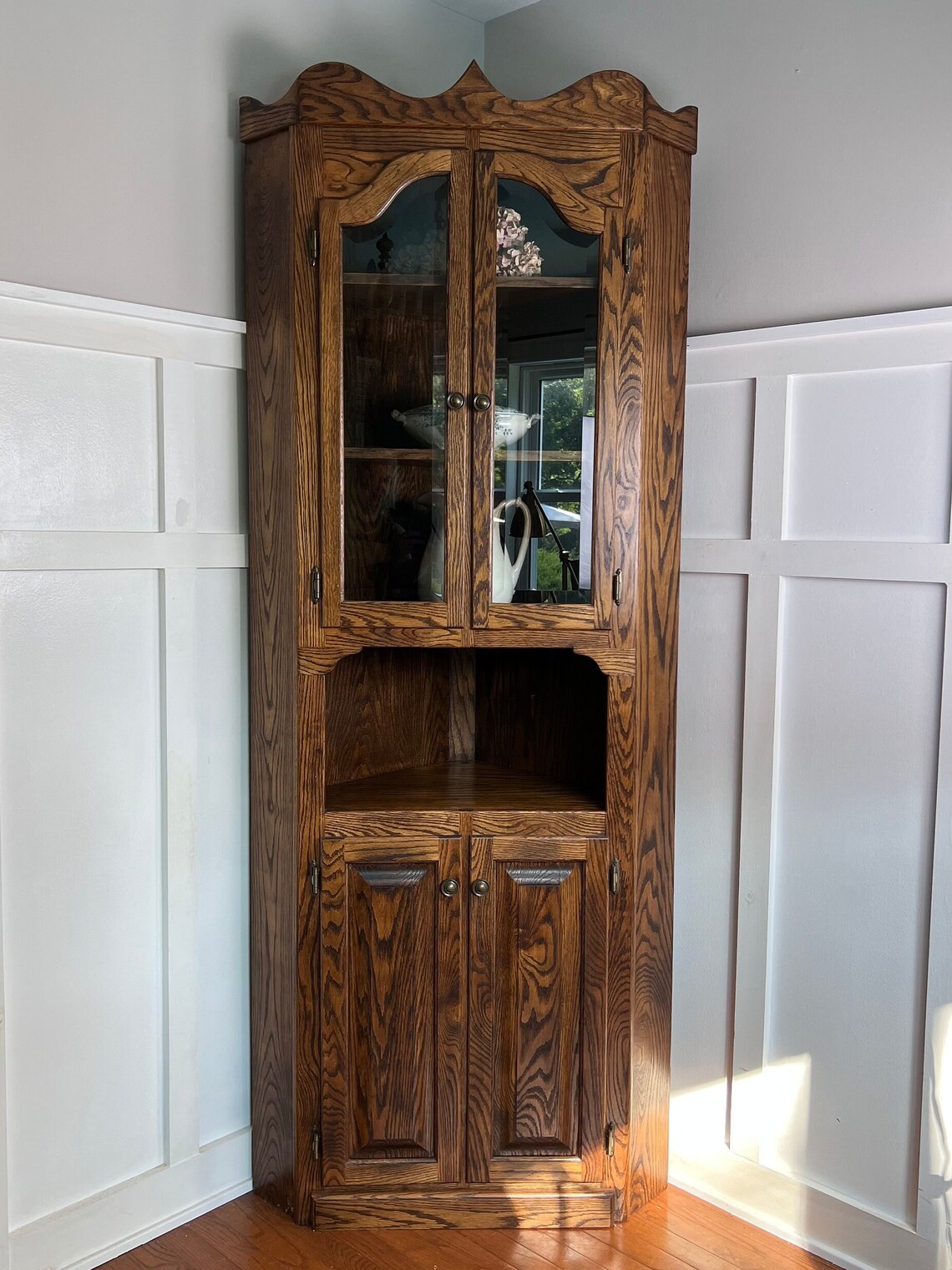 Oak Corner China Hutch Etsy