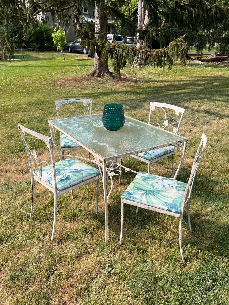 Vintage Wrought Iron Patio Set Etsy
