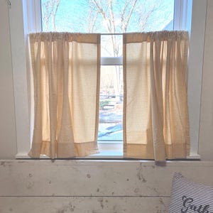 Yellow Checked Checkered Gingham Cafe Curtains 2 Panels Country Curtains