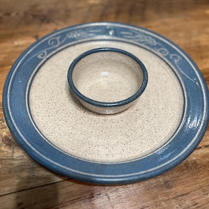 Potters Mark handmade pottery chip and dip bowl platter