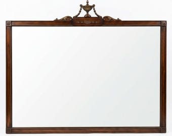 Large Vintage Federal Formal Mirror  with Carved wood Urn Finial