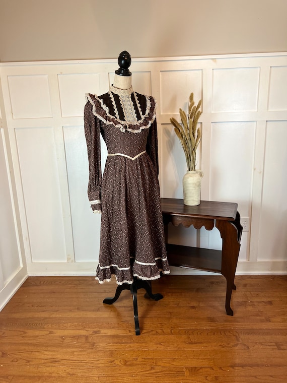 Vintage  Gunne Sax prairie dress Brown Jessica McC