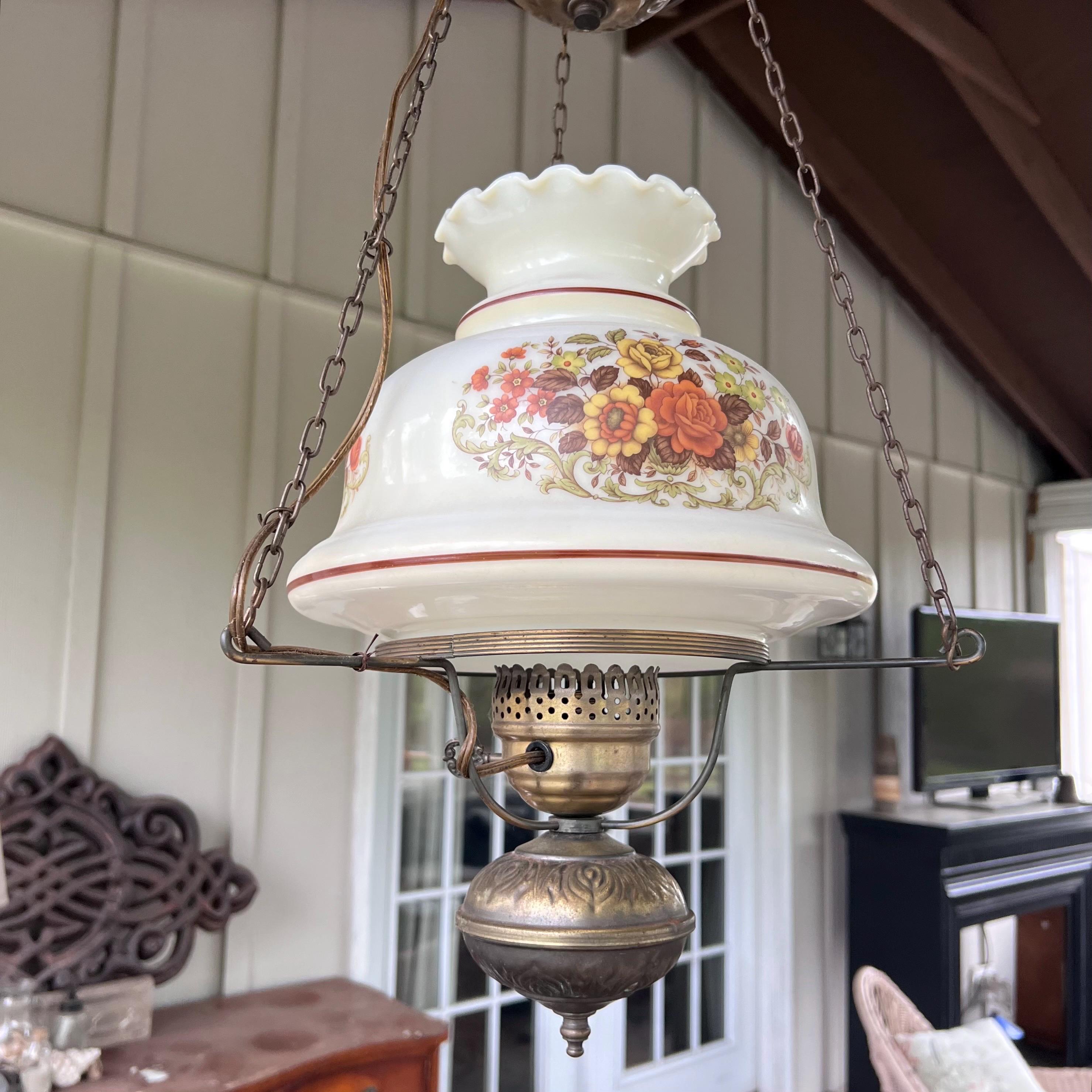 Vintage 1960s Floral Swag Hurricane Hanging Pendant Lamp - Etsy