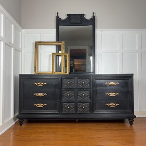 long dark dresser LACOO 47.2 in. 6-Drawer Double Dresser, MDF Chest Of Drawers Storage Tower  Storage for Living Room Bedroom, Black V-WD-0158A-BK