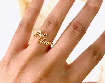 Pair ring with 2024 name in gold
