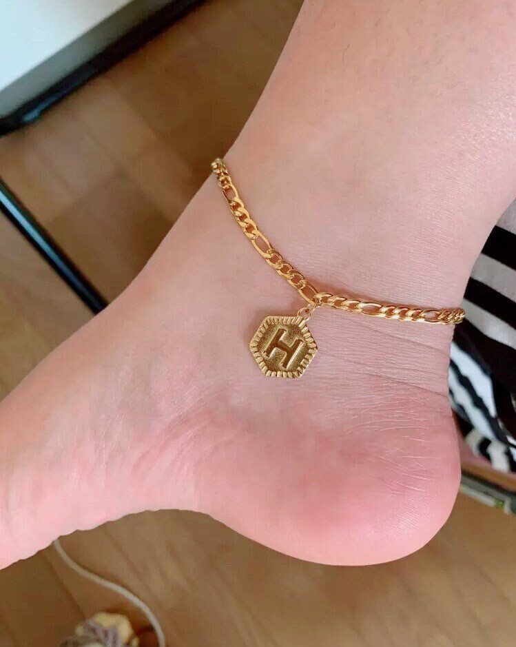 Gold Initial Anklet/ dainty anklet/minimalist anklet/ Gold Etsy