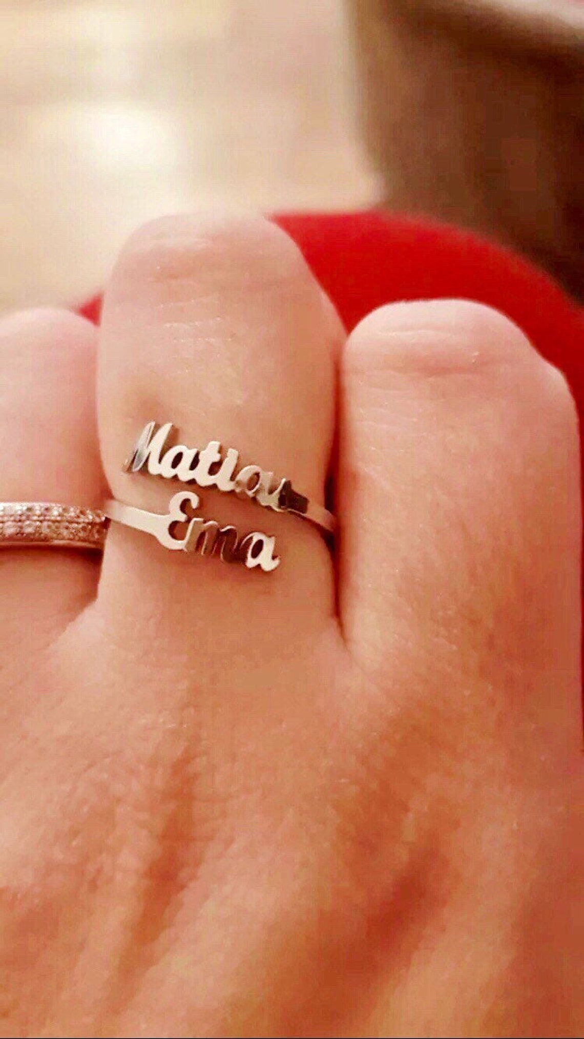 Personalized Ring/ 2 Names Ring/ Double Name Ring/ Etsy