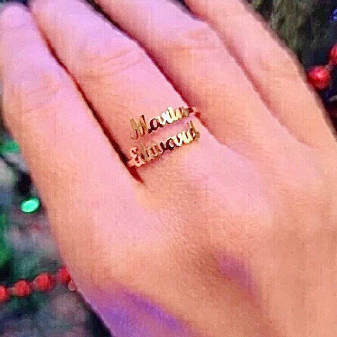 Personalized Ring/ Name Ring/ Ring for Her/ Double Name Ring/ Etsy