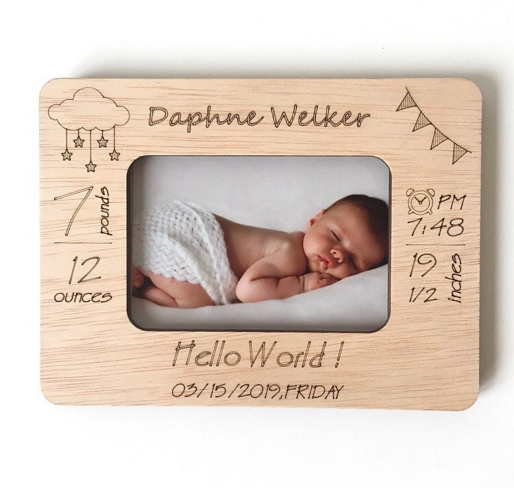 Birth Announcement Frame Personalized Baby Girl Picture Frame with Stats Newborn Picture Frame For New Parents New Baby Gift for Nursery