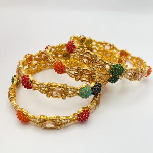 Multicolor simulated  Zircon  Bangles (Set of 4) Size 2.6