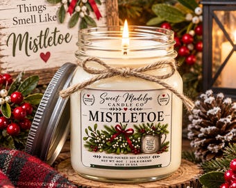 Mistletoe Soy Candle | Fresh Evergreen & Pine Scent | Hand-Poured 8oz Mason Jar Candle