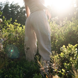HAWTHORN ᛗ white organic linen pants, loungewear