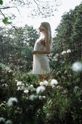 ANGELICA ᛒ white organic linen slip dress, sustainable handmade nightwear product logo