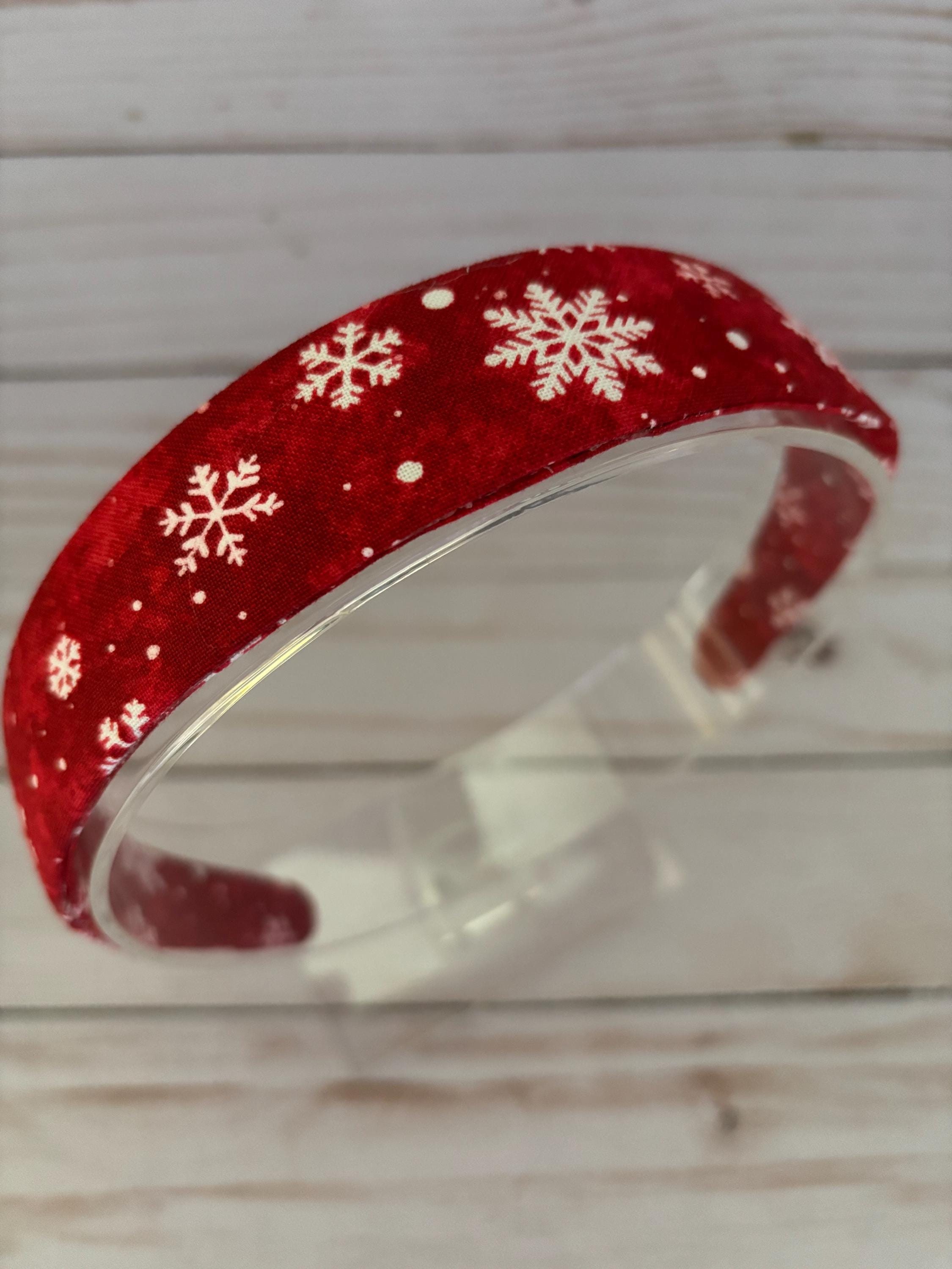 Snowflake Headband, Winter Hair Accessories, Red and White  display picture 3