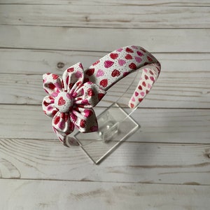 Heart headband, headband for women and girls, pink and red, hair accessories, gift for her