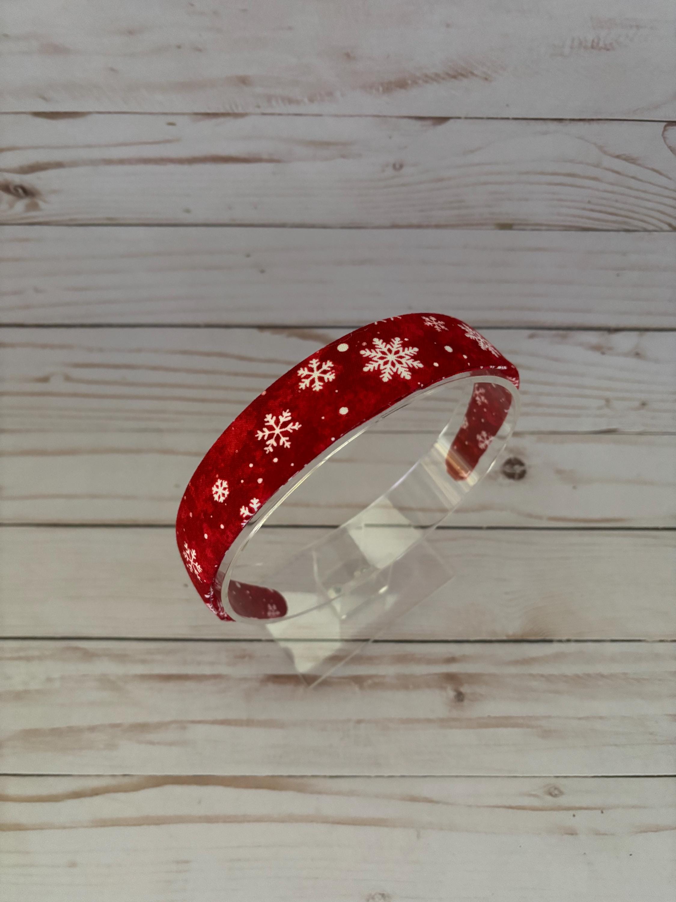 Snowflake Headband, Winter Hair Accessories, Red and White  display picture 2