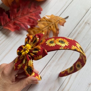 Sunflower fabric headband back to school hair accessories headband for women and girls comfortable headband 1” wide headband