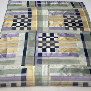 Vintage Retro Women&#39;s Square Neck Scarf Mixed Media Geometric Pattern Purple Sage Green Gold Blue Polyester 19&quot; Square