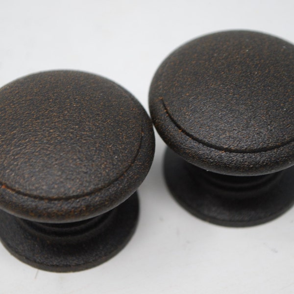 Oil Rubbed Bronze Cabinet Knob Drawer Pull Decorative Hardware Brown and Copper Textured 1" Face Set of 2